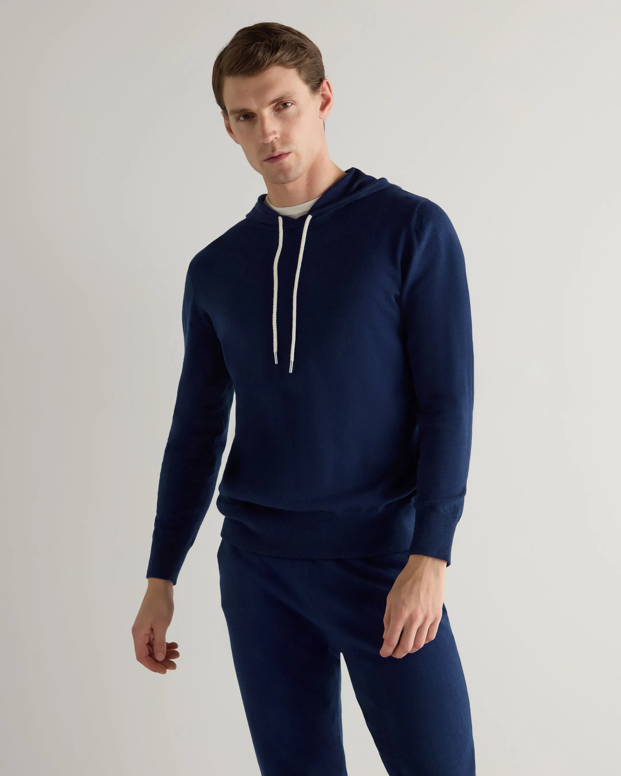 Men's Cotton Cashere Silk Hoodie French Blue