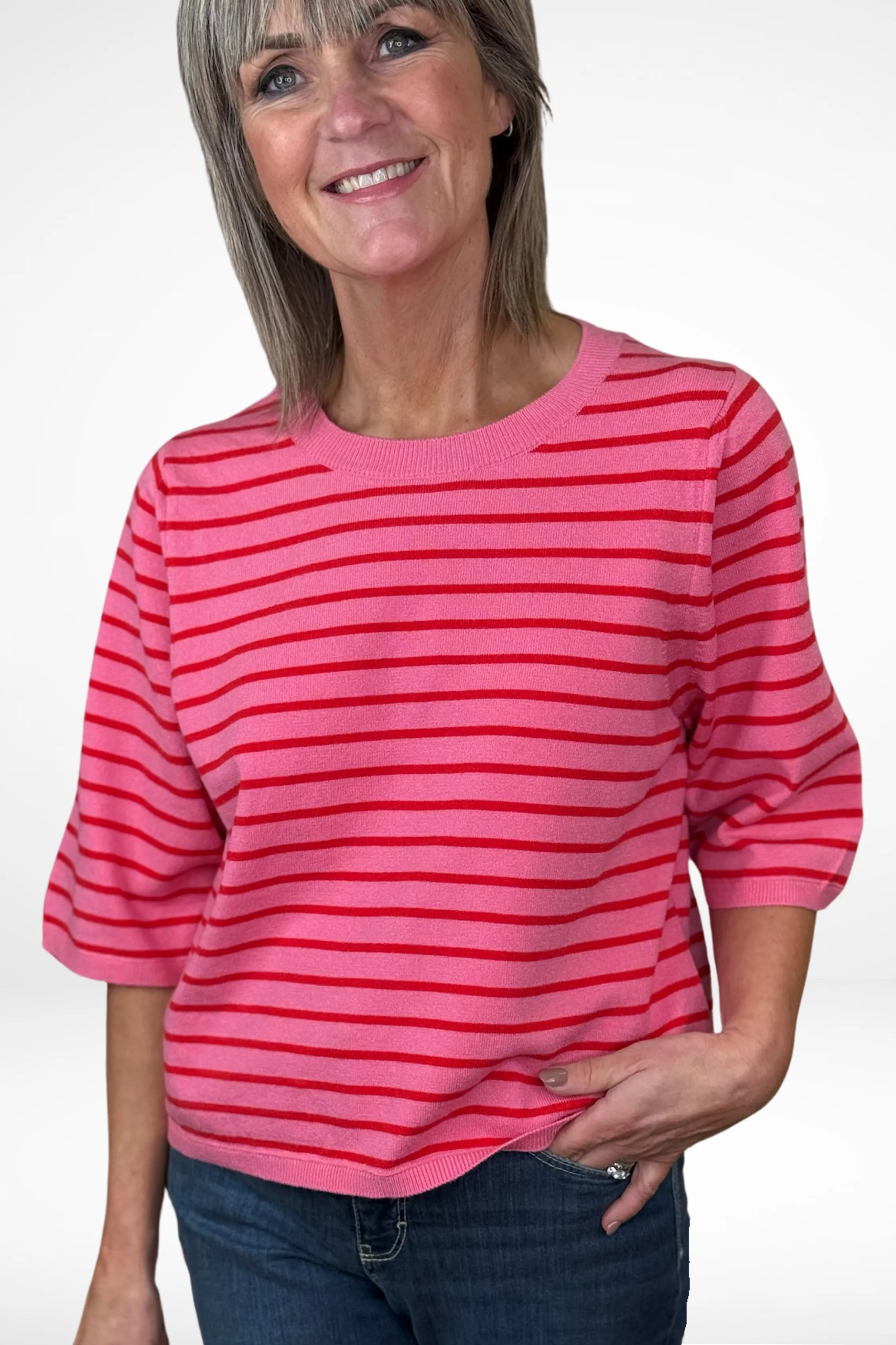 Milano Pink/Red Stripe Jumper