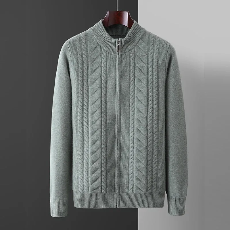 Mock Neck Zip-Up Cashmere Sweater
