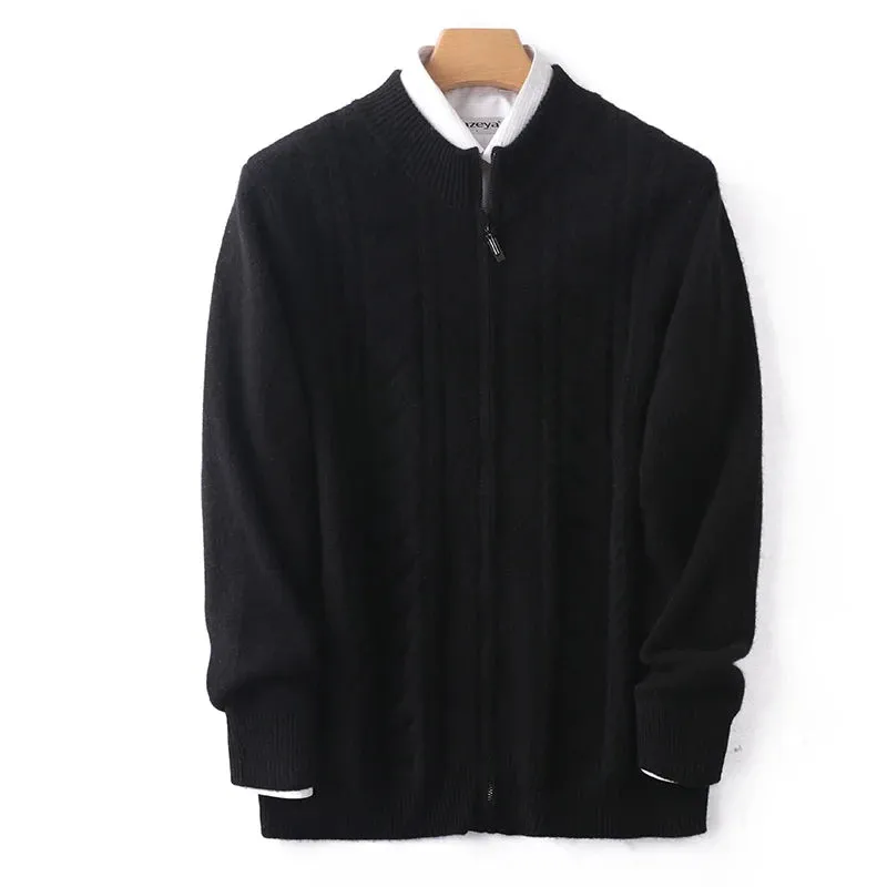 Mock Neck Zip-Up Cashmere Sweater