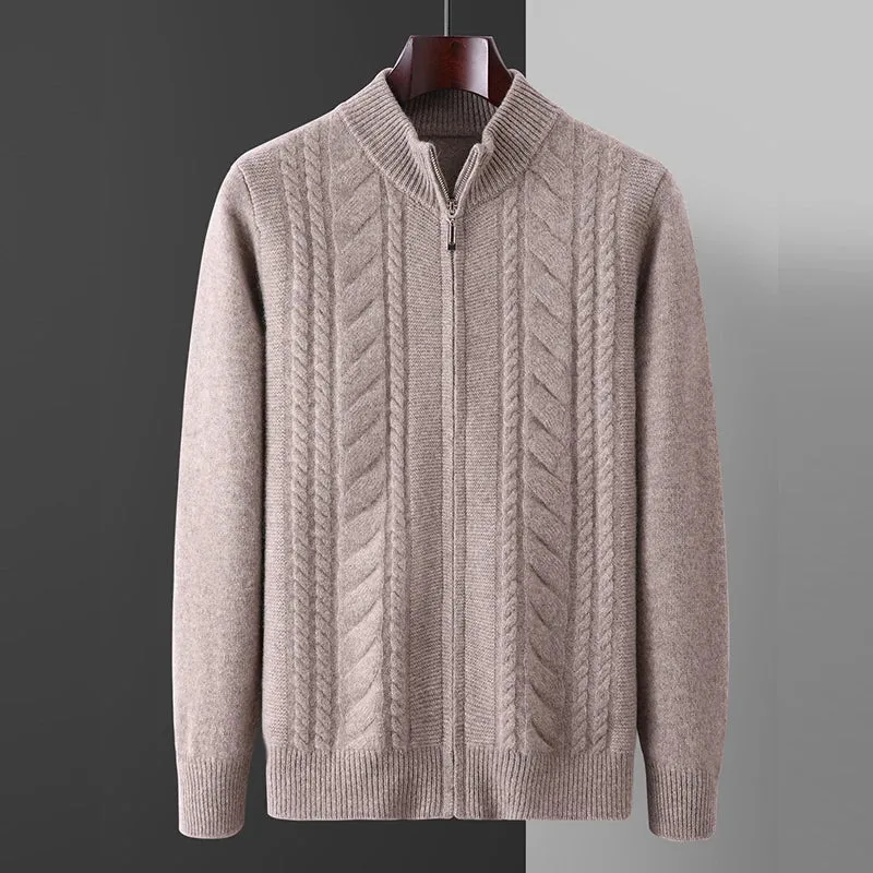 Mock Neck Zip-Up Cashmere Sweater