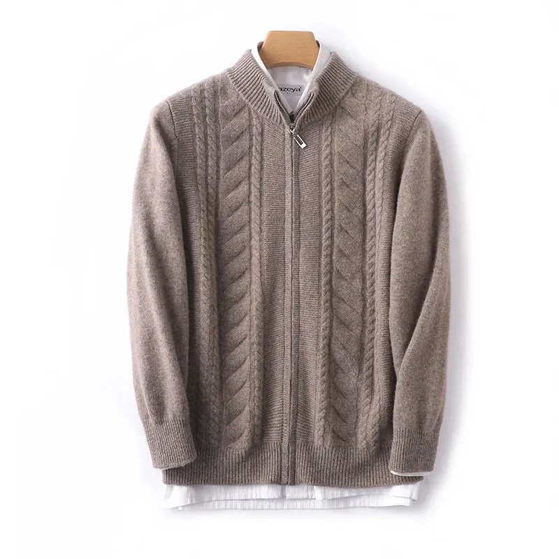 Mock Neck Zip-Up Cashmere Sweater