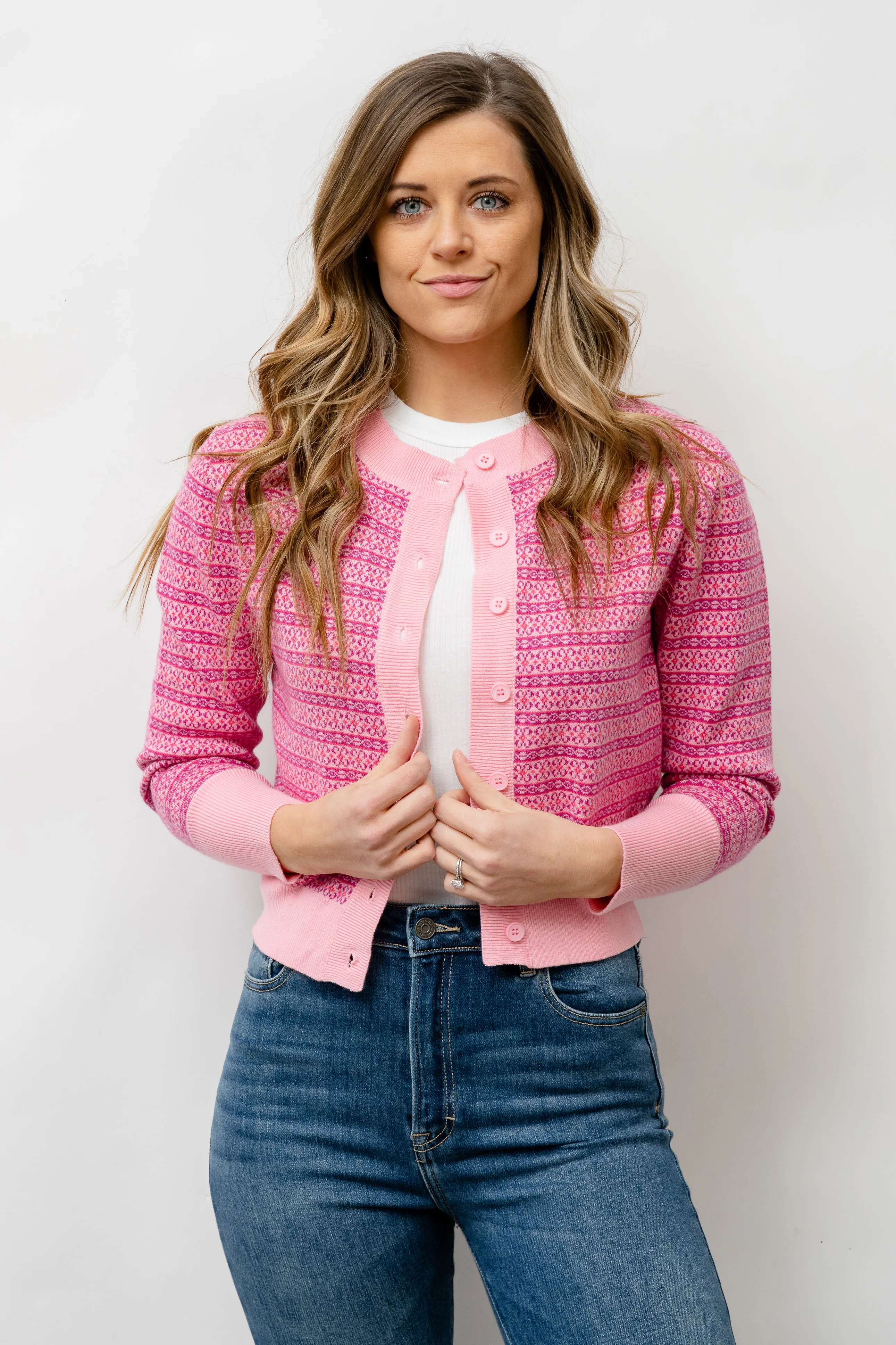 NICOLA KNIT CARDIGAN - PINK