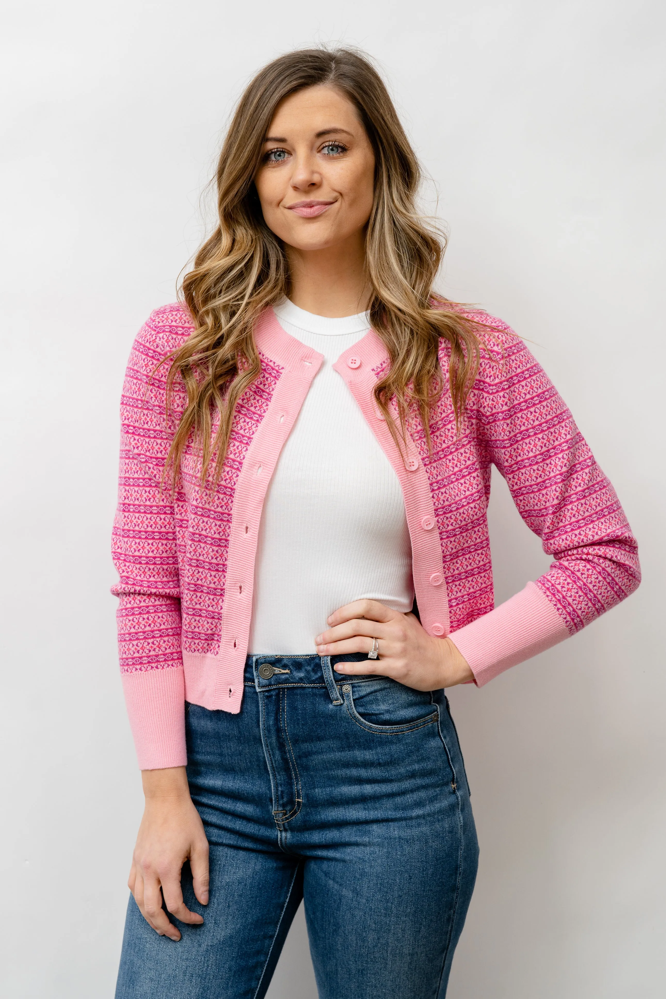 NICOLA KNIT CARDIGAN - PINK