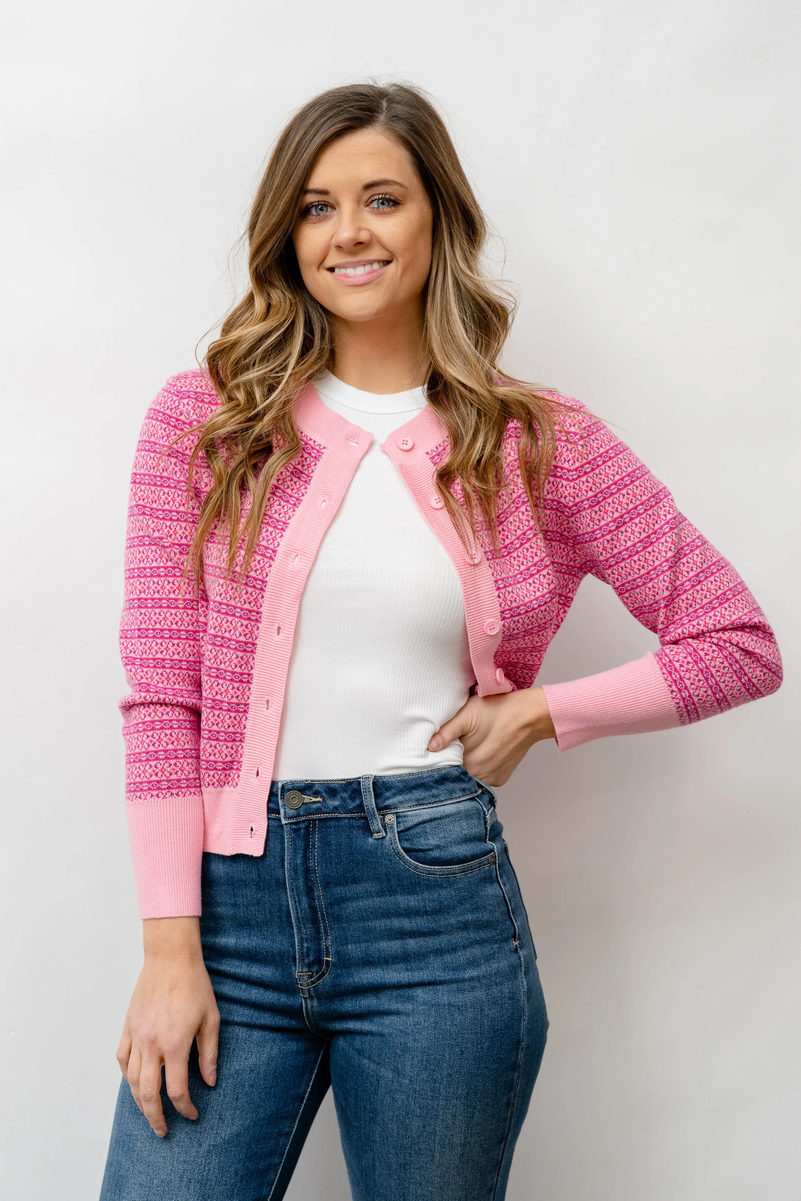 NICOLA KNIT CARDIGAN - PINK