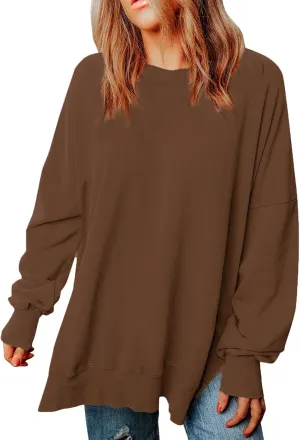 Oversized Sweatshirt for Women Casual Loose Cozy Sweater Long Sleeve Crewneck Lightweight Pullover 2024 Fall Clothes