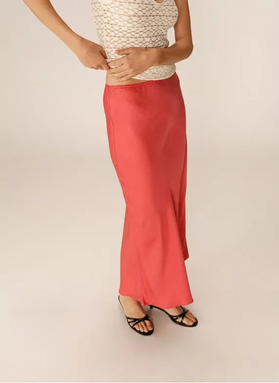Philae Satin Skirt- Rose
