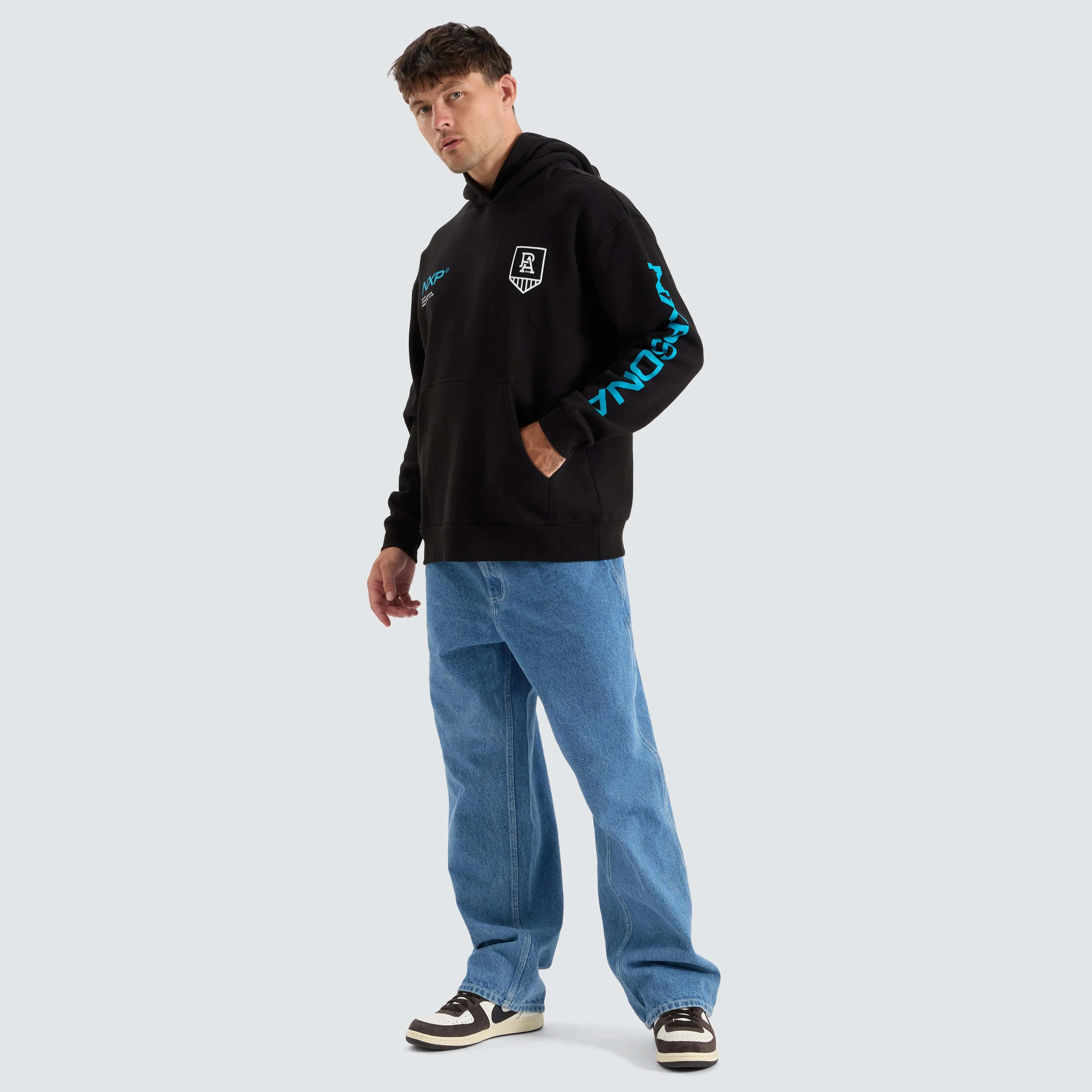 Port Adelaide Power AFL Relaxed Hoodie Jet Black