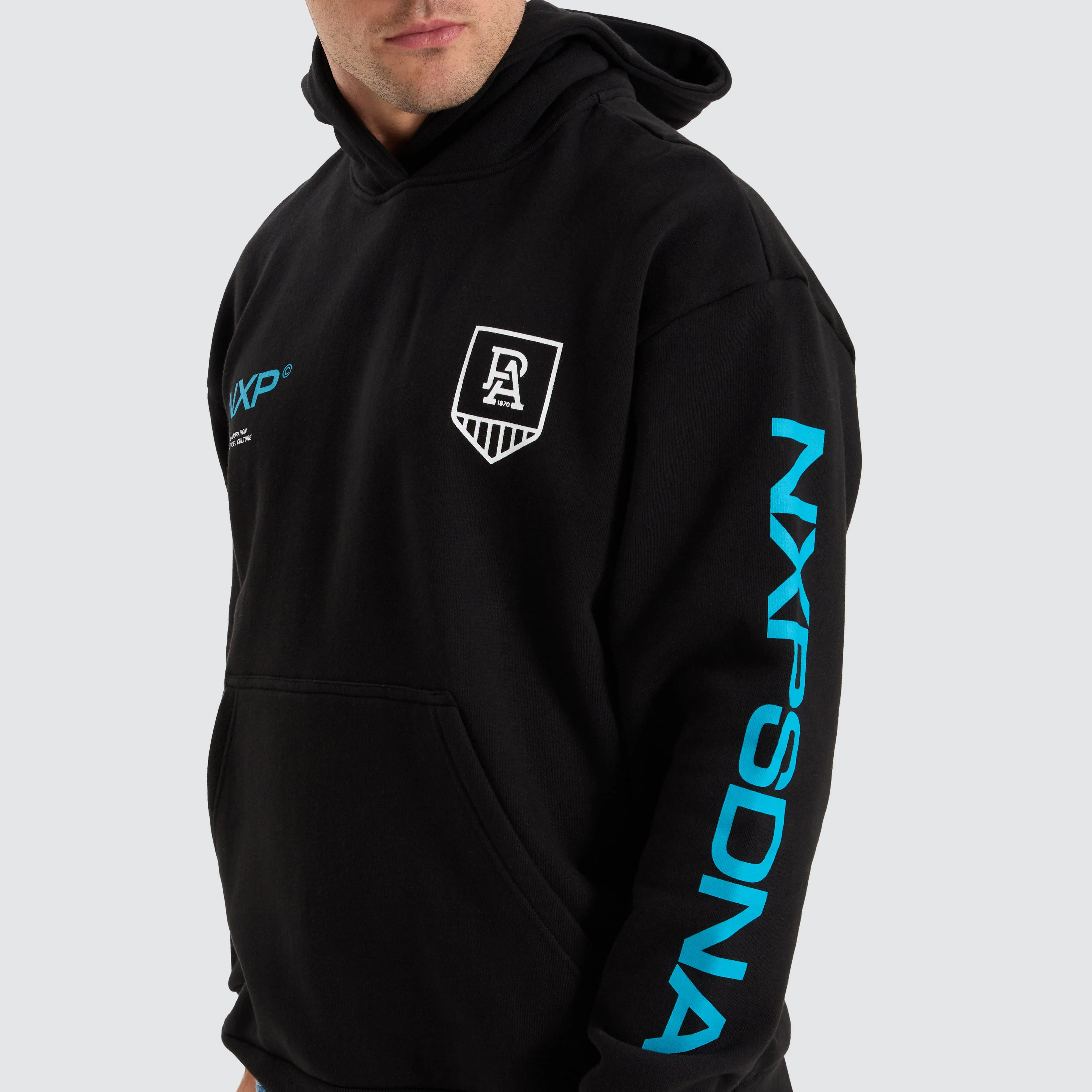 Port Adelaide Power AFL Relaxed Hoodie Jet Black