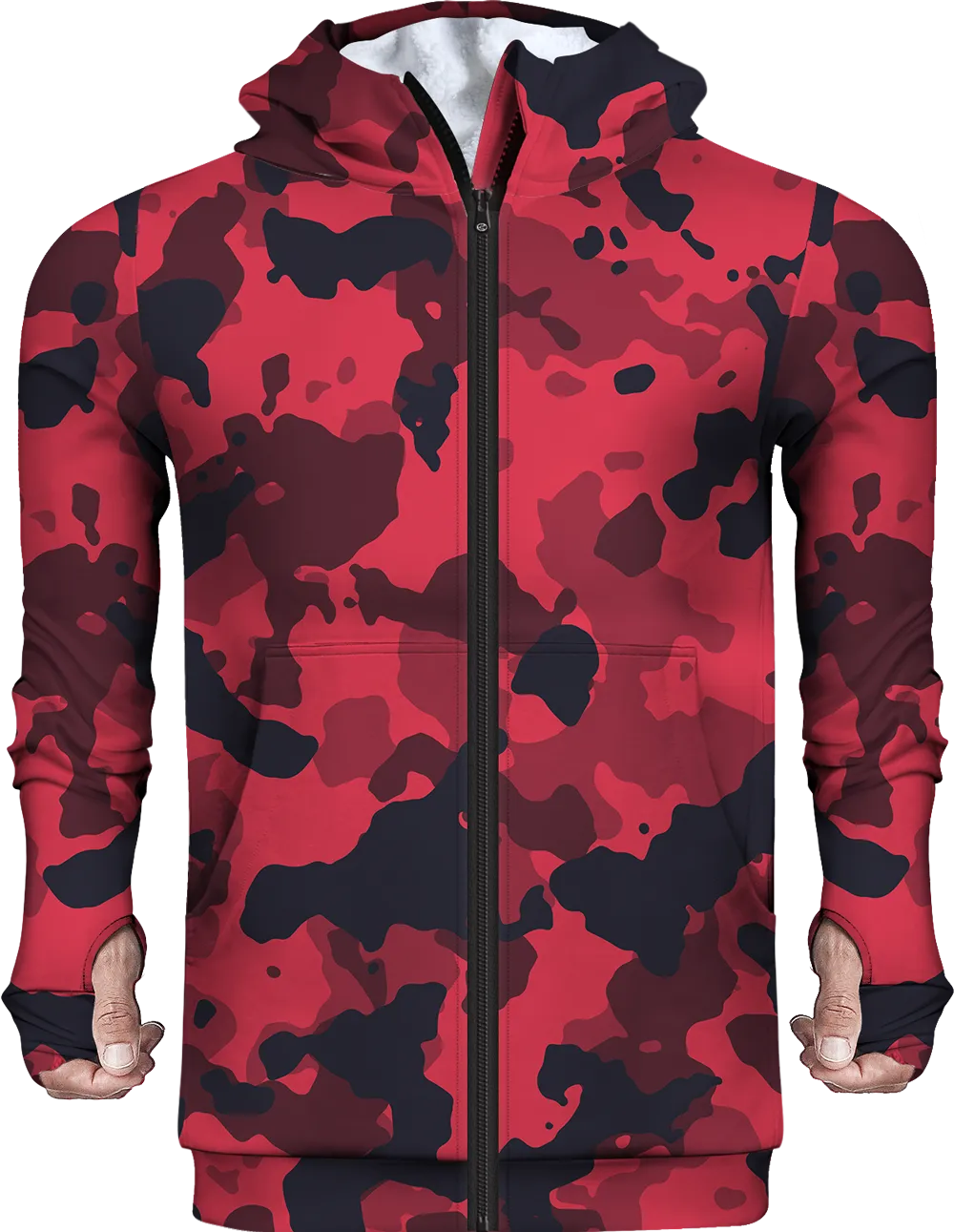 Printed Camo Red Fleece Hoodie