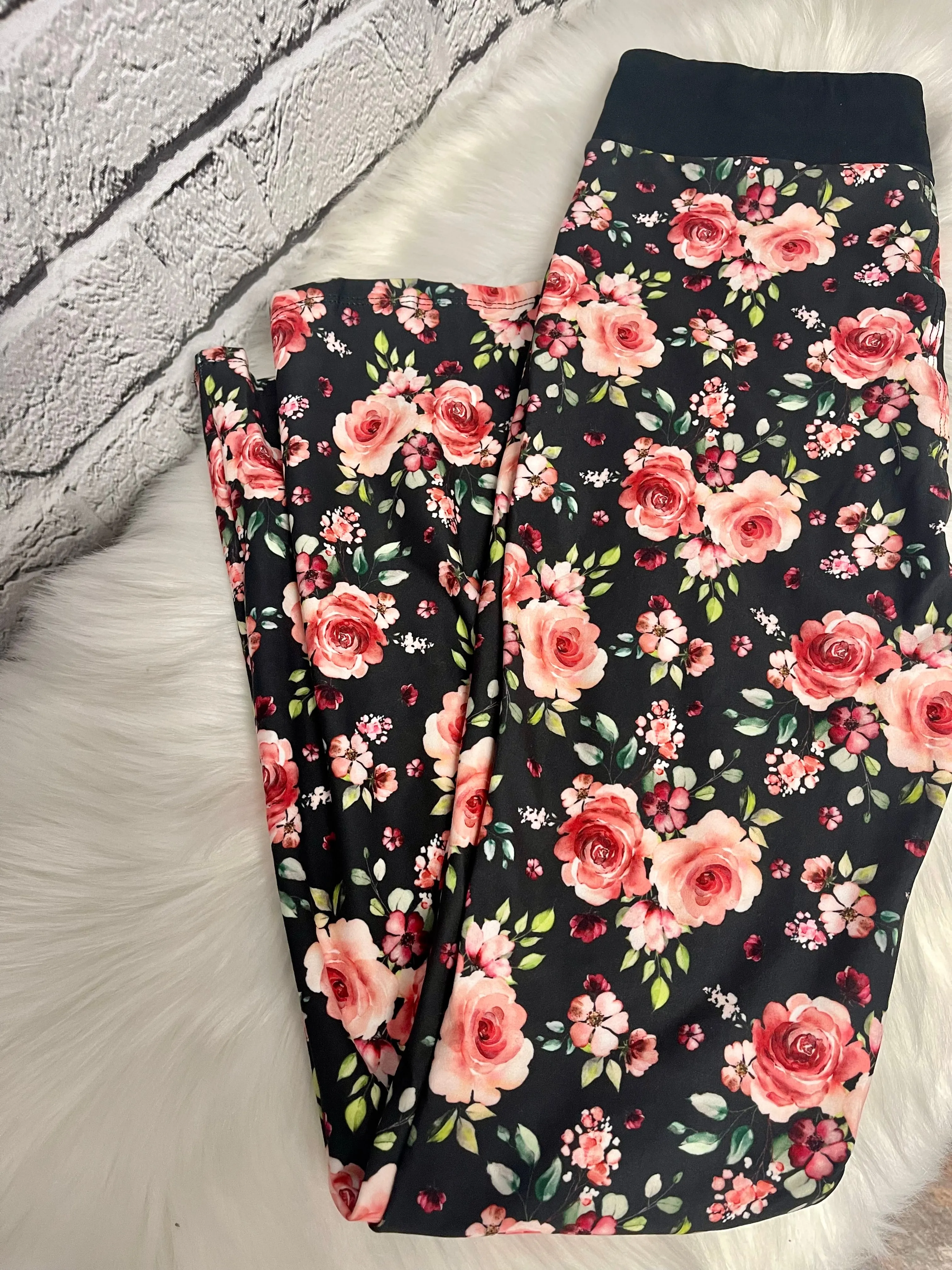 REGULAR YOGA PANTS pink floral