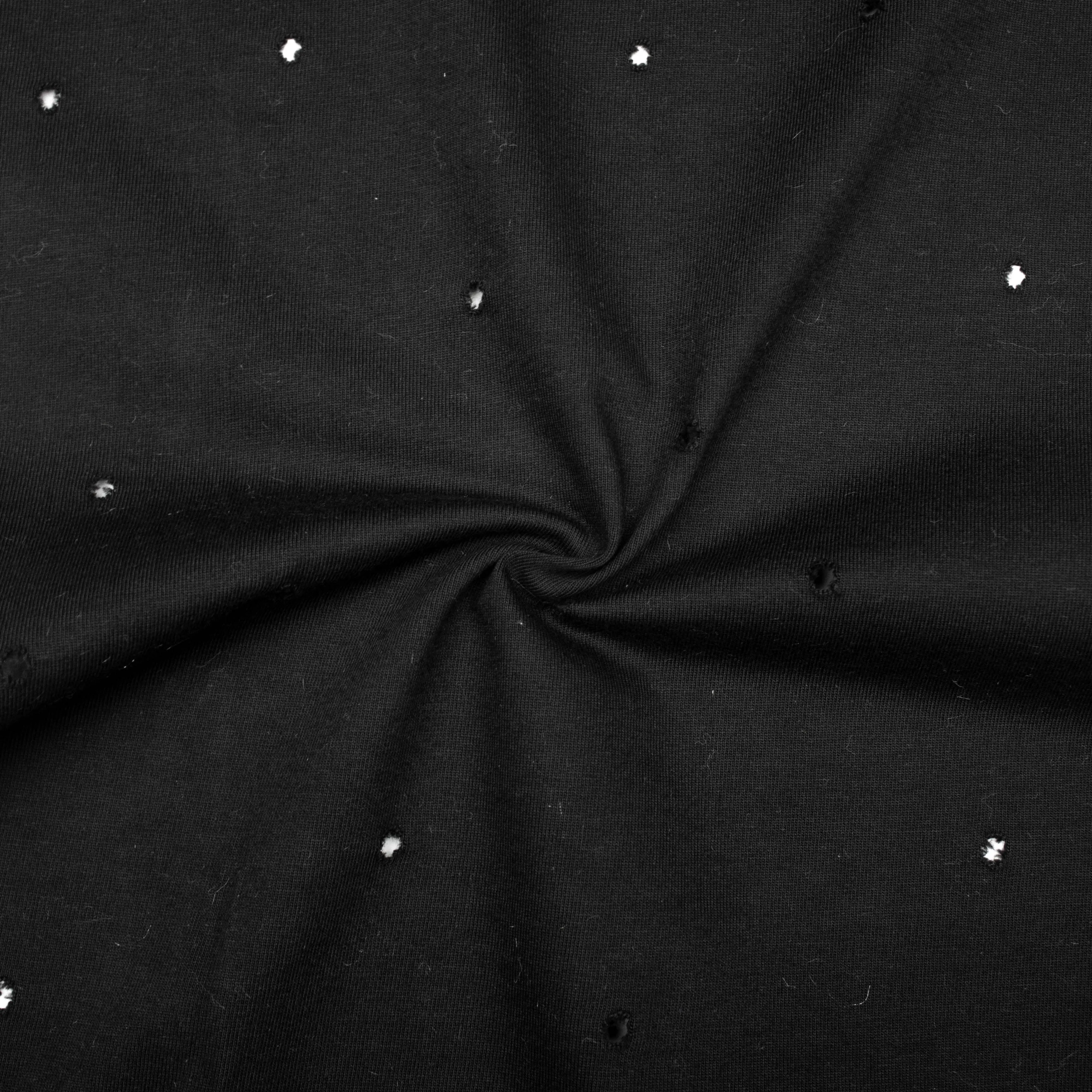 Roan Black Cotton Sweater Jersey Holes SHOWROOM SAMPLE 34CM X 60CM