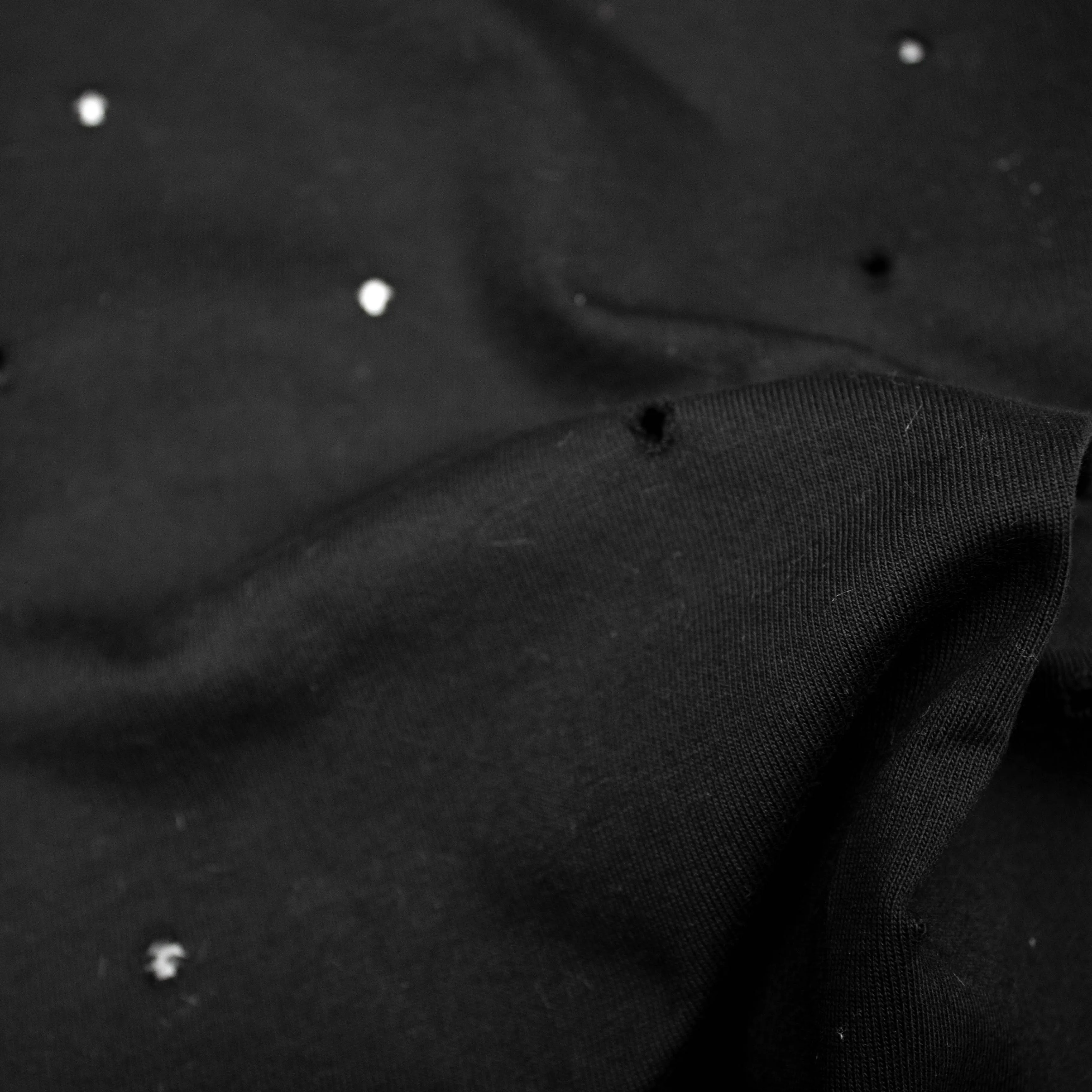 Roan Black Cotton Sweater Jersey Holes SHOWROOM SAMPLE 34CM X 60CM