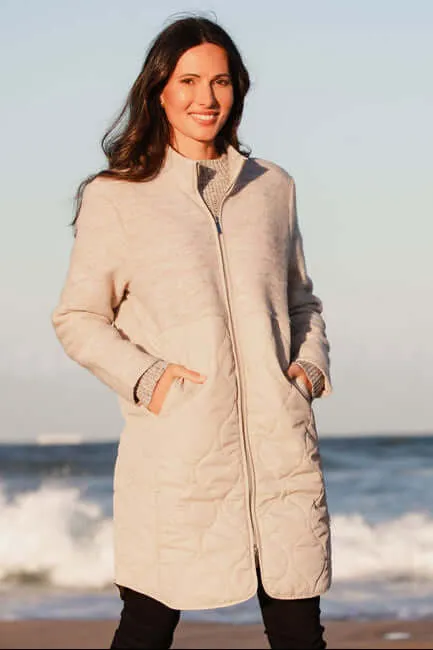 See Saw Boiled Wool Quilted Coat in Natural