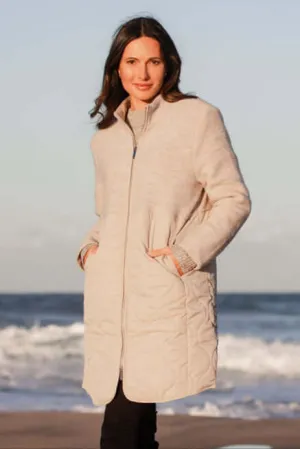See Saw Boiled Wool Quilted Coat in Natural