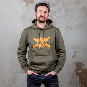 Skull logo Khaki Hoodie (Fair Trade/Organic Cotton)