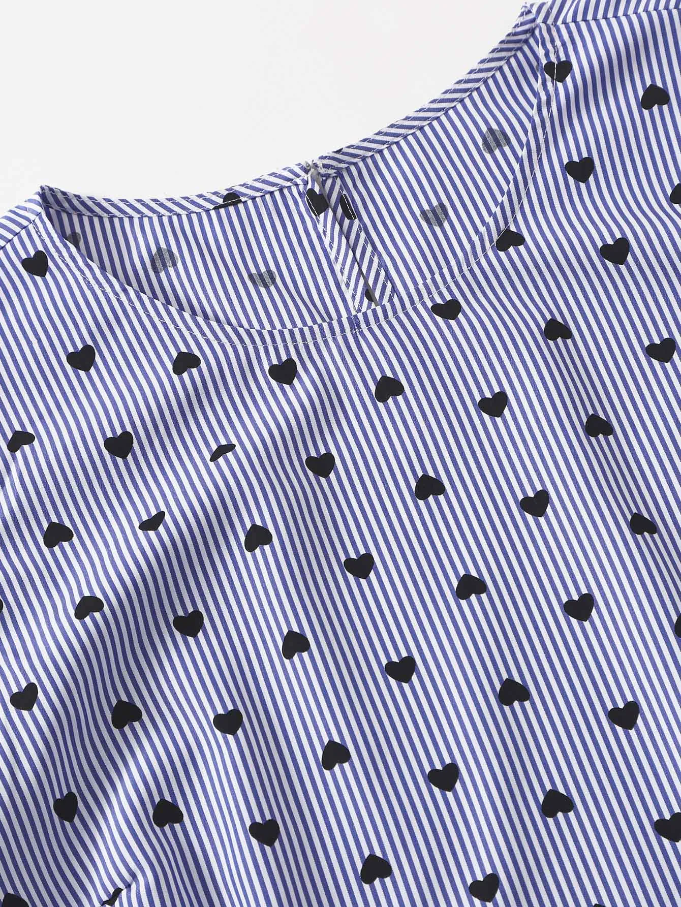 Striped Ruffle Sleeveless Round Neck Regular Plus Size Blouse