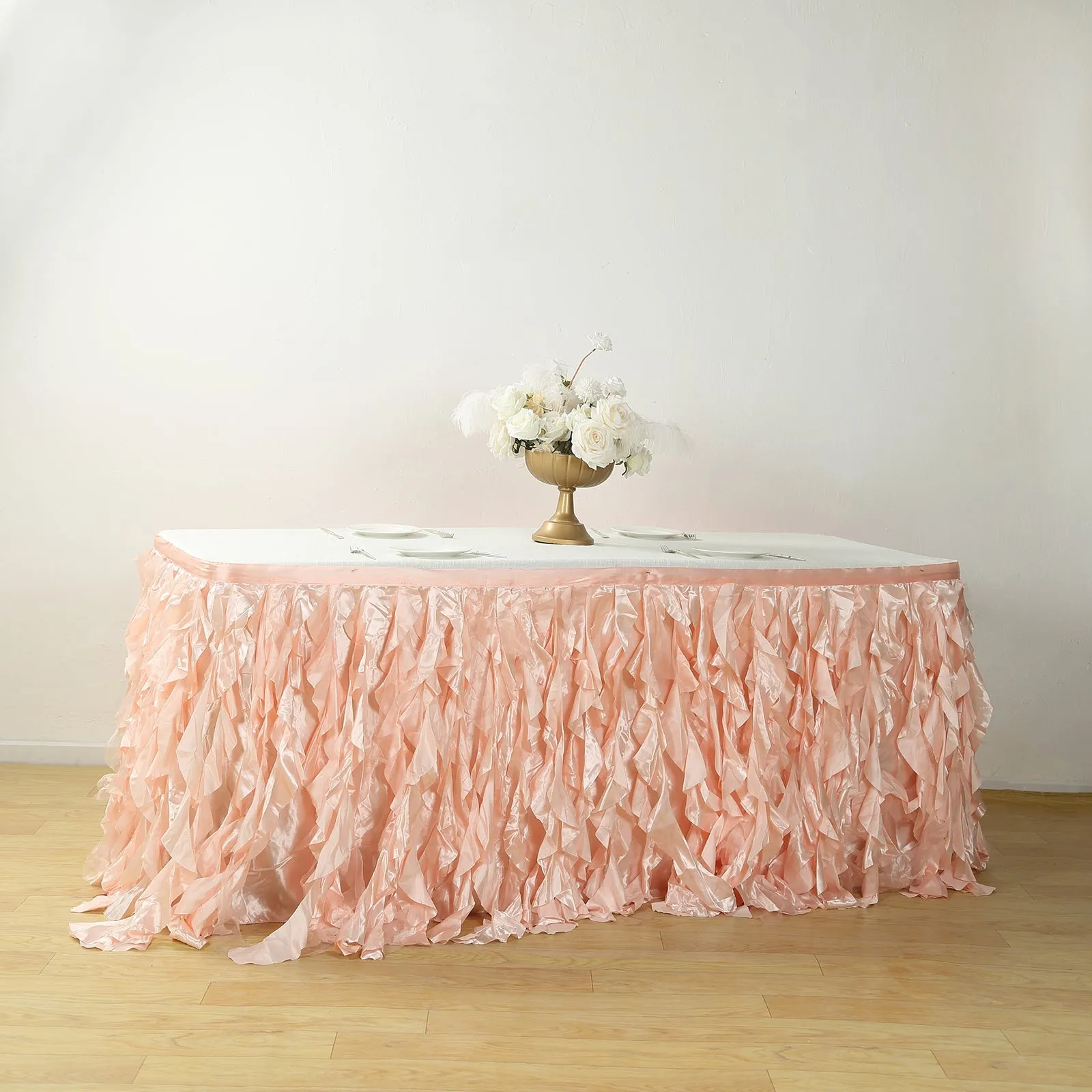 Taffeta Table Skirt 17ft Blush - Curly Willow Table Cover