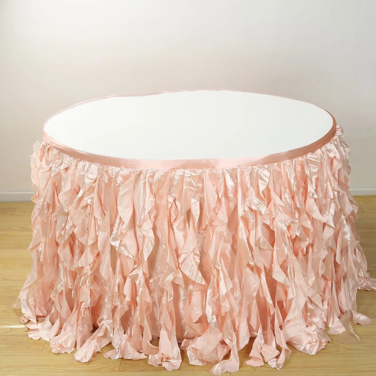 Taffeta Table Skirt 17ft Blush - Curly Willow Table Cover