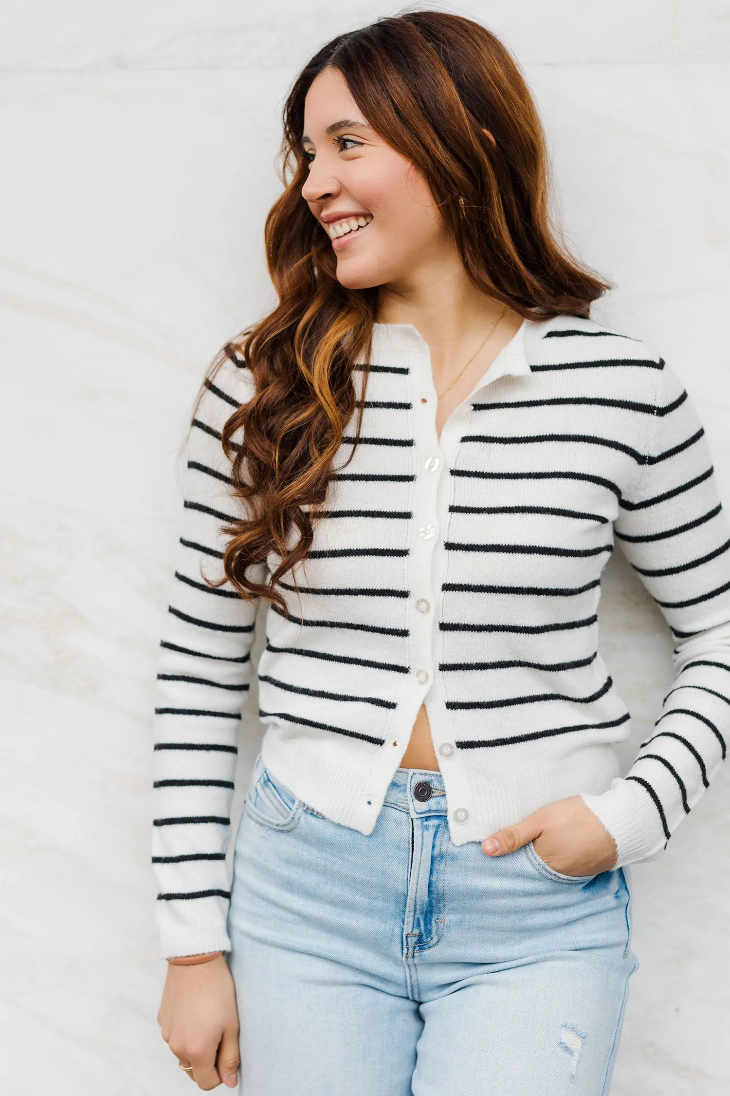 The Get In Line Striped Cardigan Sweater