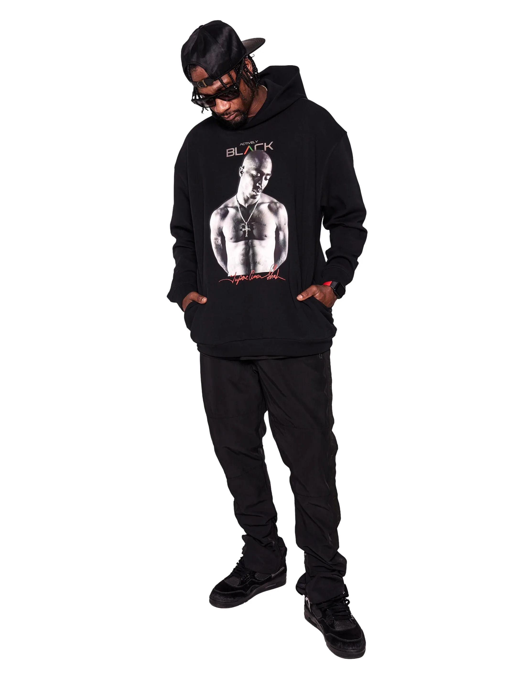 Unisex Tupac x Actively Black Hoodie