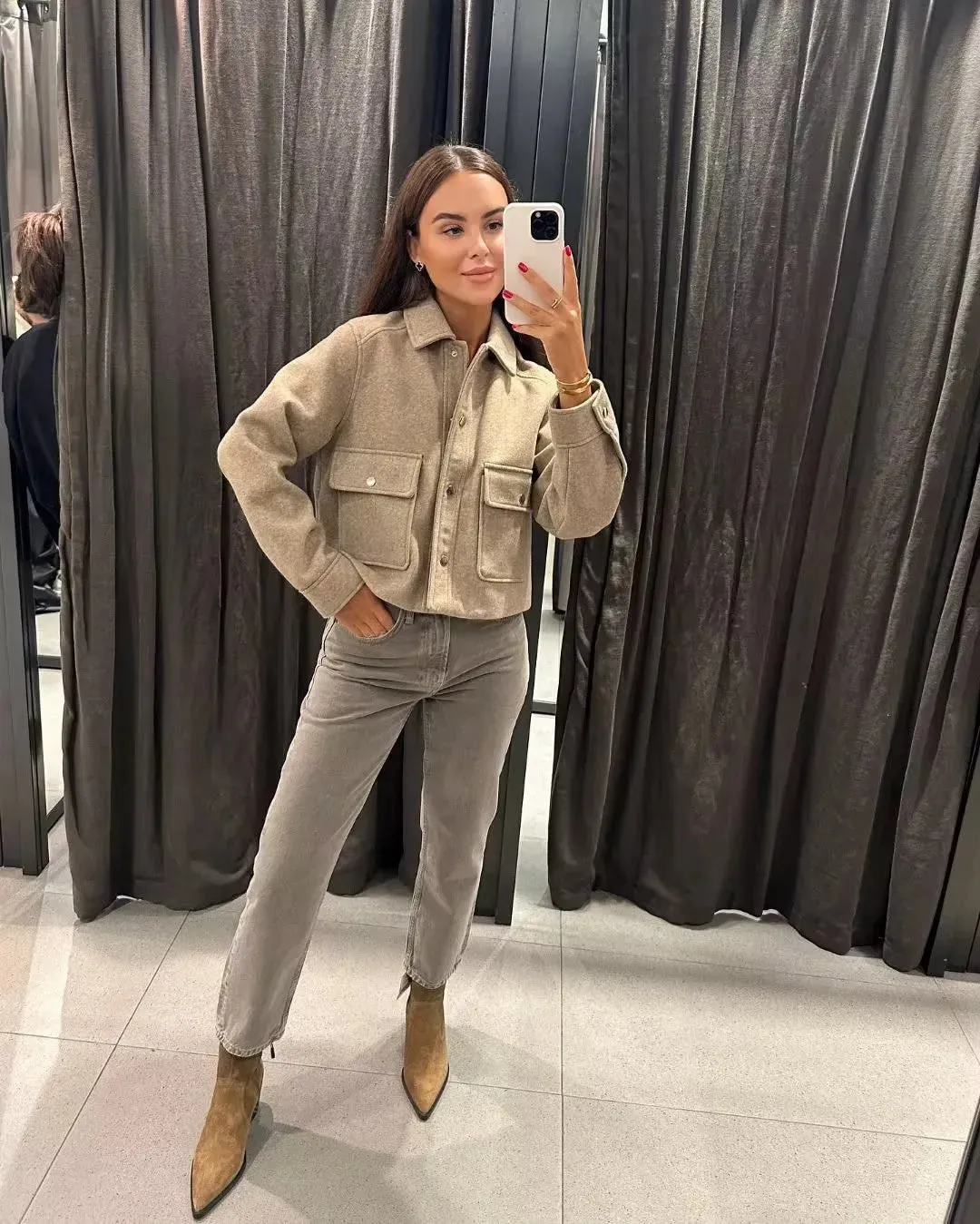 Veste Chic à Col Coloré avec levant pour Femme