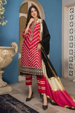 Winter Ready to Wear 3pc Embroidered Dress in Linen with wool shawl 06
