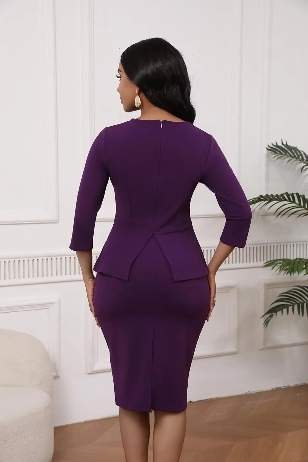 Women 2 Piece Skirt Set 3/4 Sleeve Pencil Skirt Suit Office Business Church Dress Suit Sexy Fall Winter Outfits