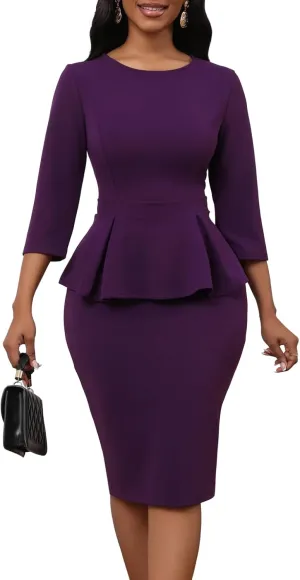 Women 2 Piece Skirt Set 3/4 Sleeve Pencil Skirt Suit Office Business Church Dress Suit Sexy Fall Winter Outfits