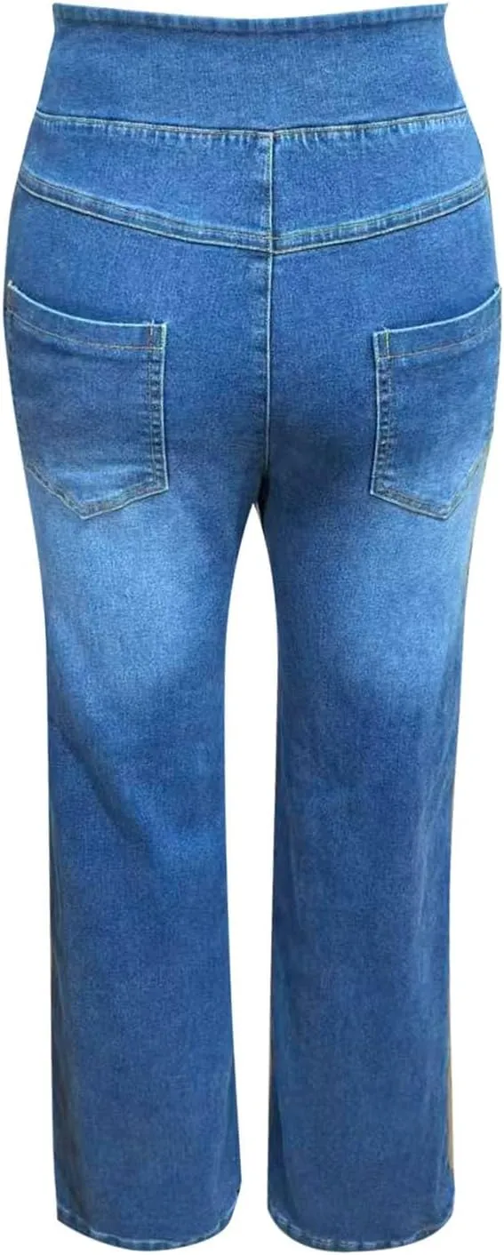 Women Sweatpant Jeans Sweatpants That Look Like Jeans High Waisted Stretchy Pull On Wide Leg Jean