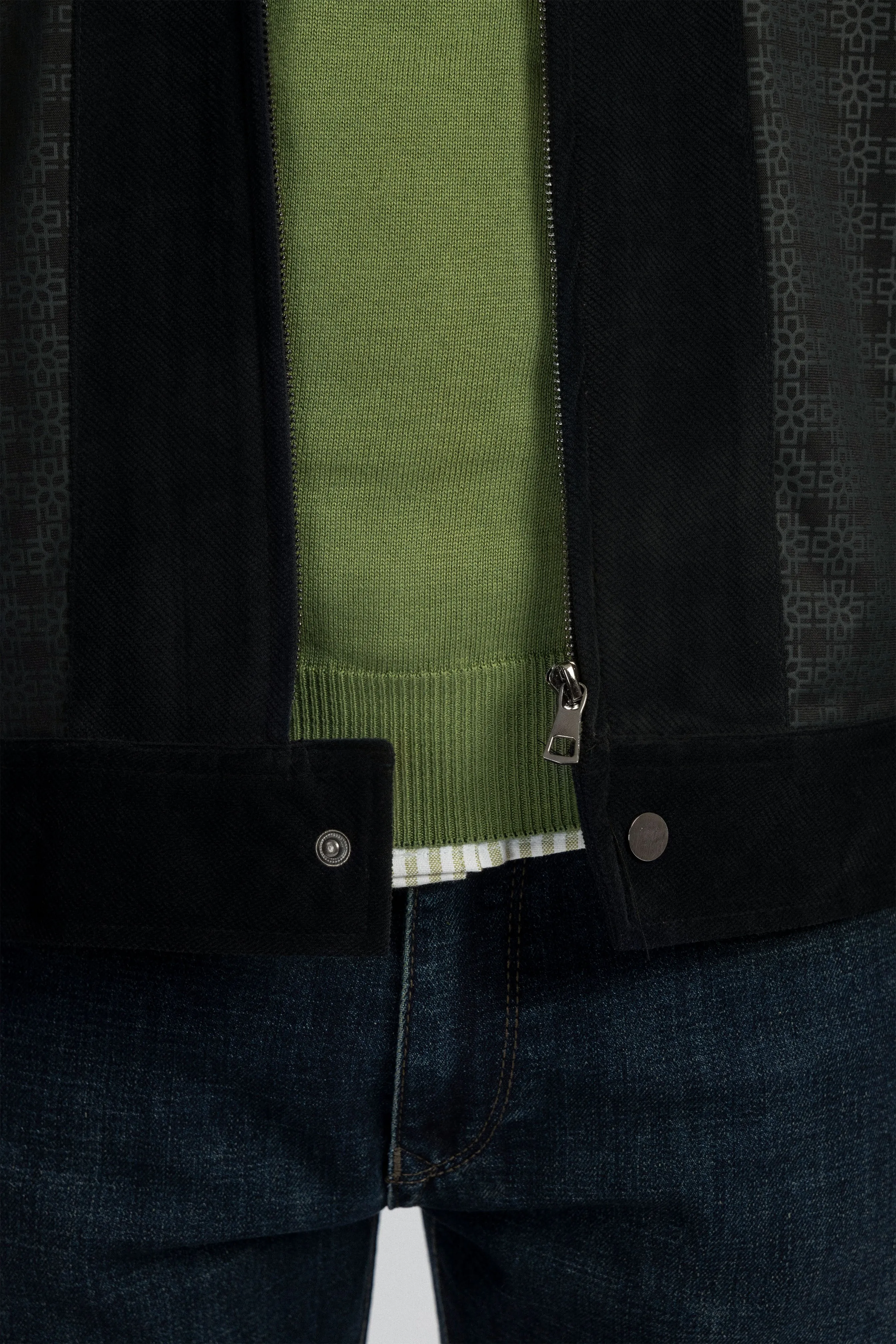 Zip-Up Chamois Black Jacket